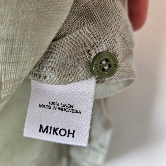 MIKOH 100% Linen Sage Green Button Up Size 1 Beachy Old Money Coastal Grandma - Picture 5 of 8